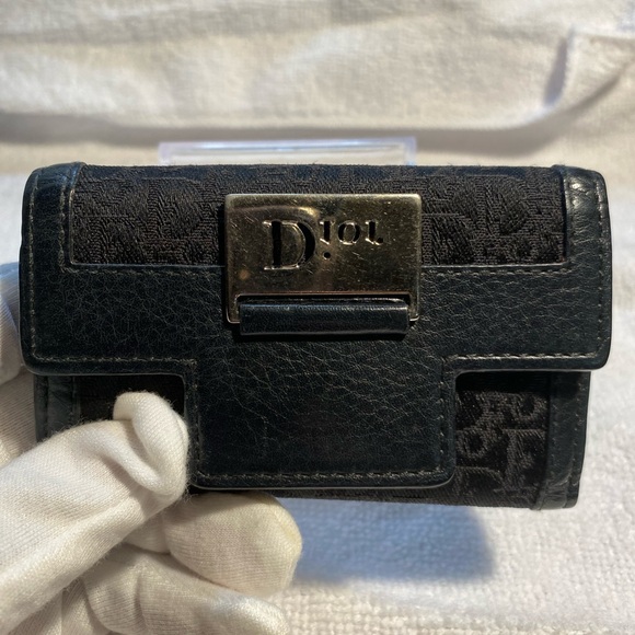 Dior Handbags - Dior authentic vintage Black Canvas and Leather Keyholder.
